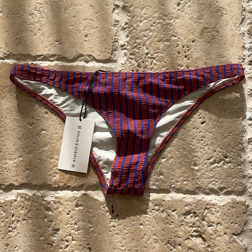 Solid and striped bikini bottom